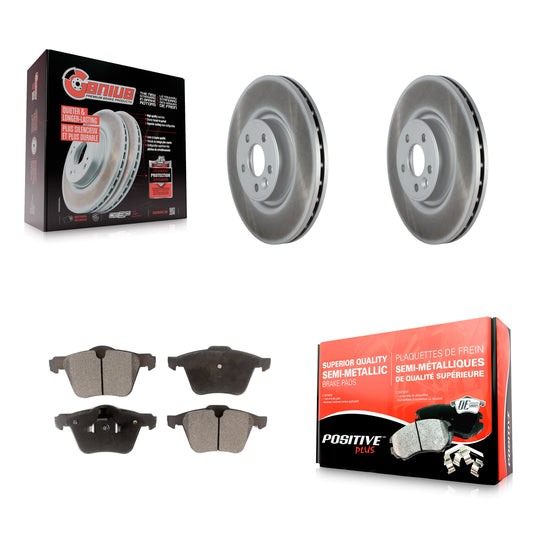 [Avant] Kit de disque (revêtu) et plaquette (semi-métallique) de frein pour Volvo S60 XC70 S80 V60 V70 avec 336mm Diameter Rotor KGF-102304