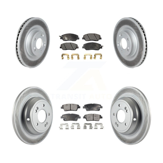 [Avant + Arrière] Kit de disque (revêtu) et plaquette (semi-métallique) de frein pour Hyundai Genesis 3.8L KGF-102314