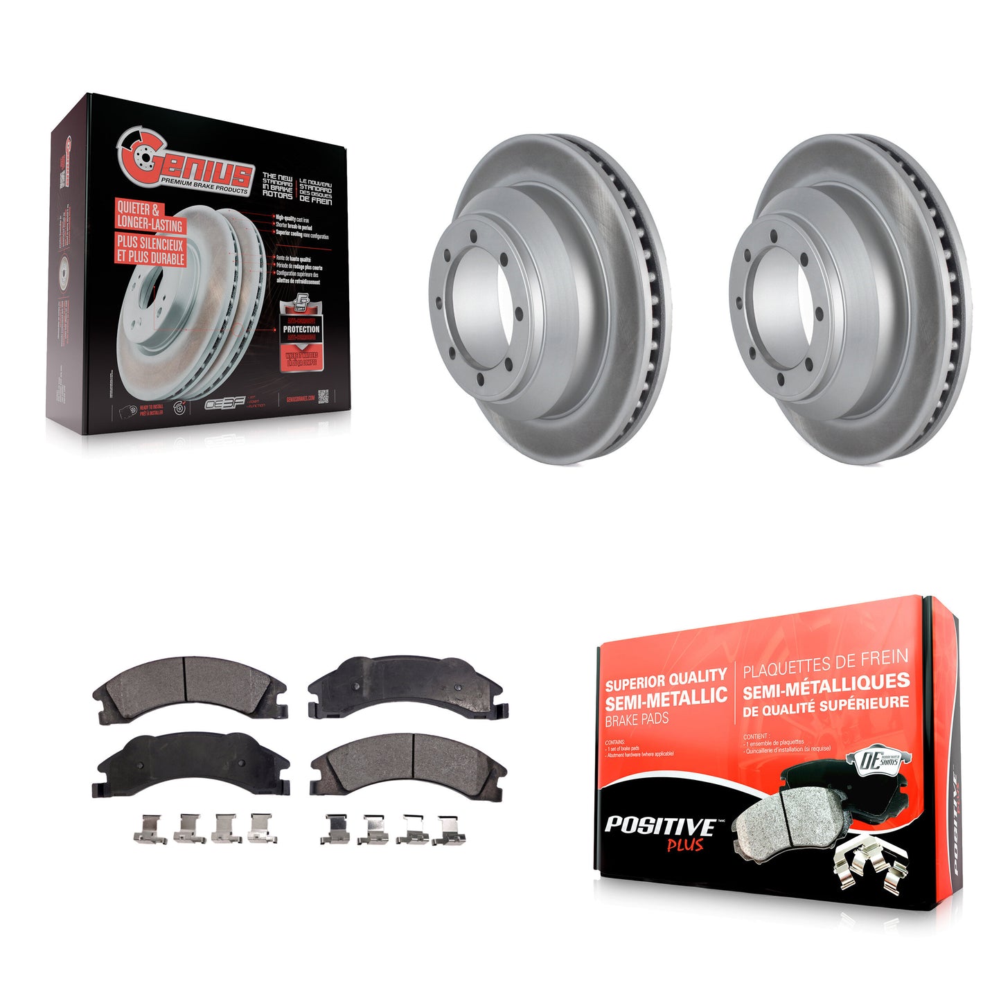 [Arrière] Kit de disque (revêtu) et plaquette (semi-métallique) de frein pour Ford E-350 Super Duty Econoline avec Dual Wheels KGF-102337