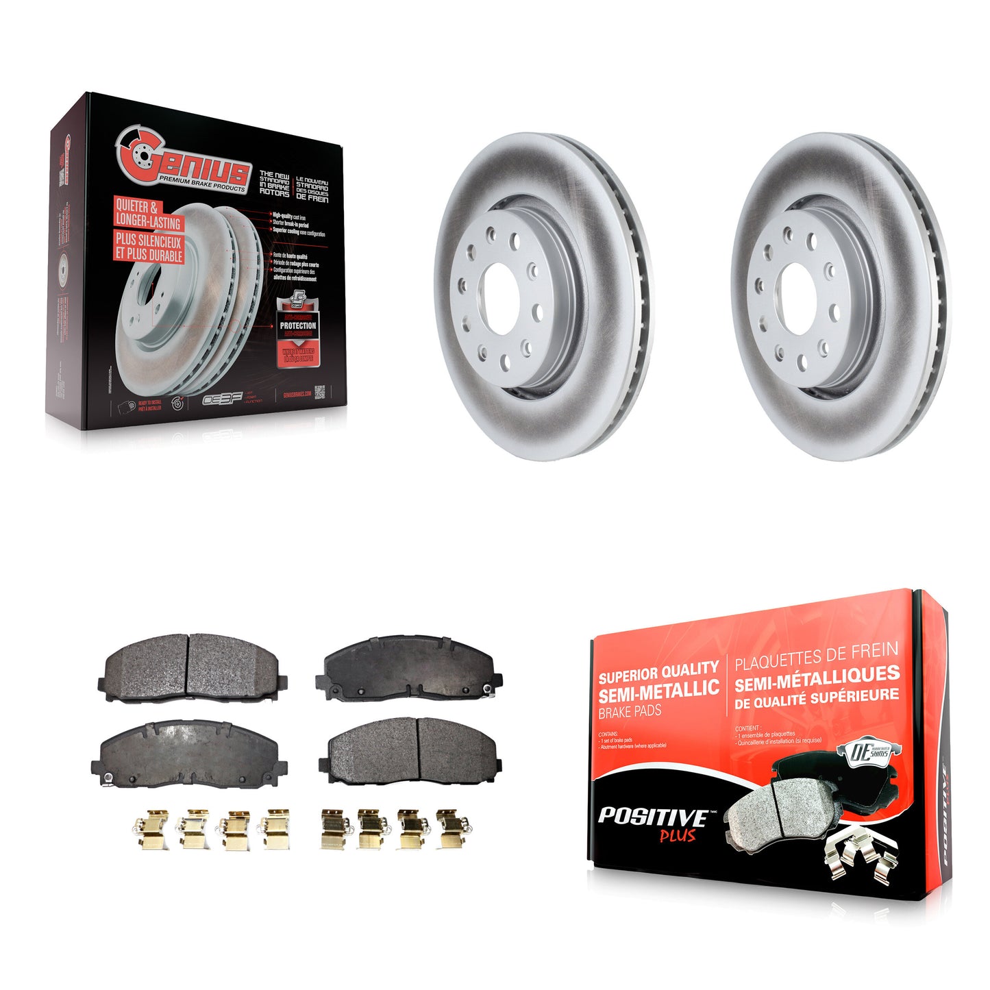 [Avant] Kit de disque (revêtu) et plaquette (semi-métallique) de frein pour Jeep Wrangler Gladiator KGF-102449