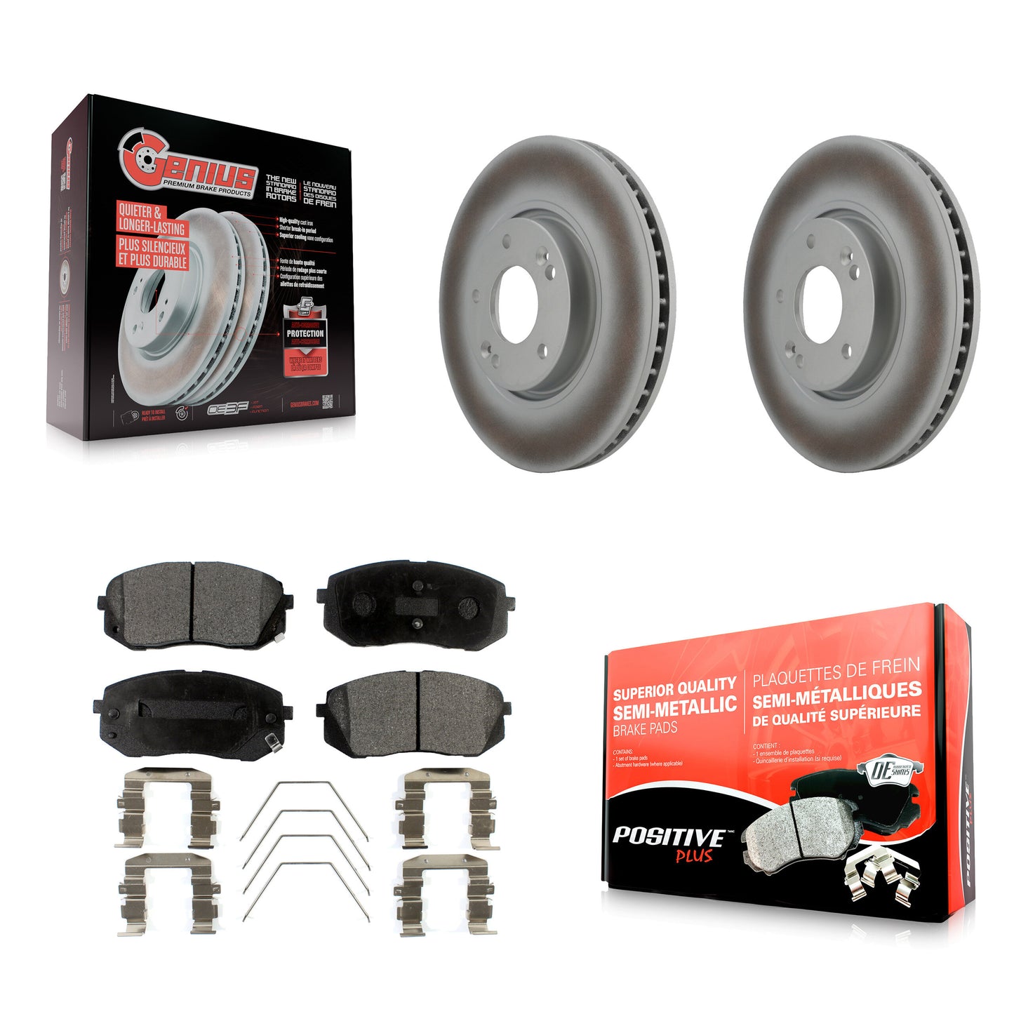 [Avant] Kit de disque (revêtu) et plaquette (semi-métallique) de frein pour 2017-2019 Kia Soul EV KGF-102454