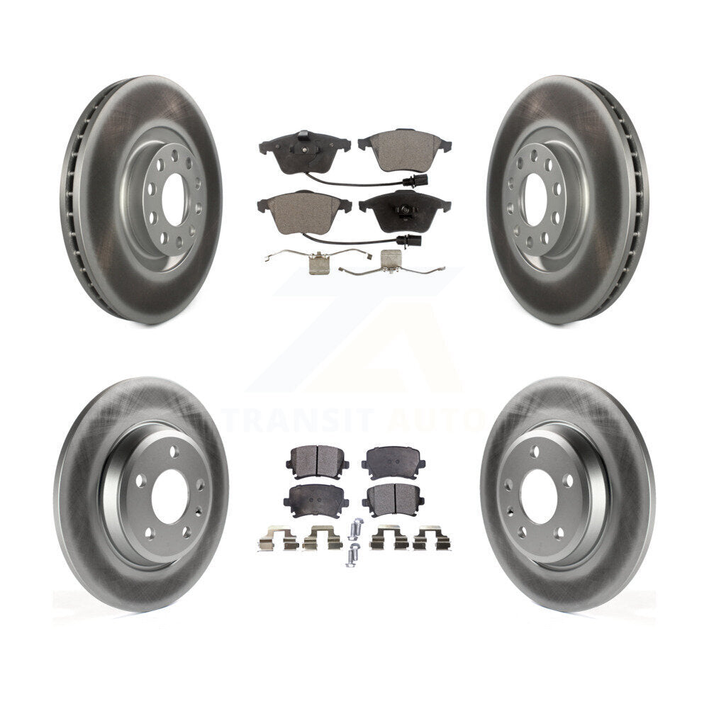 [Avant + Arrière] Kit de disque (revêtu) et plaquette (semi-métallique) de frein pour 2009 Audi A4 Quattro Convertible avec 300mm Diameter Rotor KGF-102469