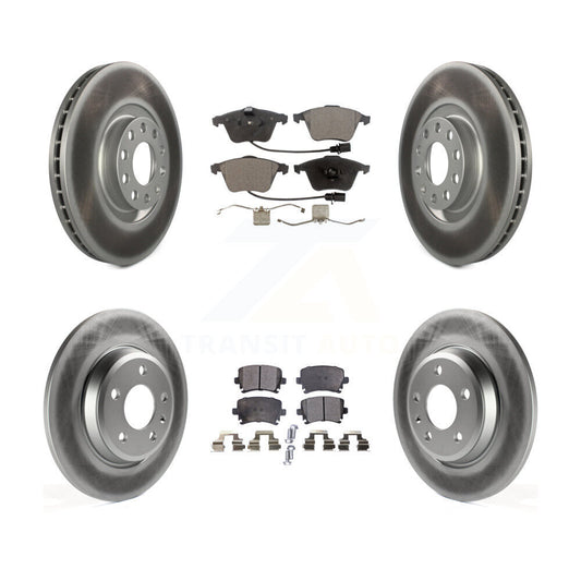 [Avant + Arrière] Kit de disque (revêtu) et plaquette (semi-métallique) de frein pour 2009 Audi A4 Quattro Convertible avec 300mm Diameter Rotor KGF-102469