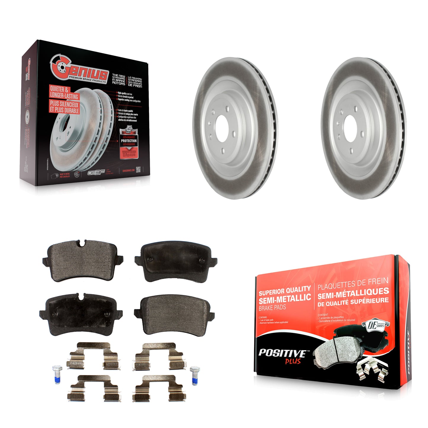 [Arrière] Kit de disque (revêtu) et plaquette (semi-métallique) de frein pour Audi A8 Quattro S6 S7 S8 KGF-102544