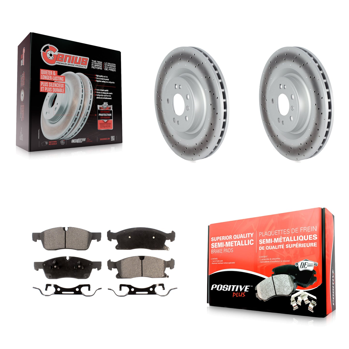 [Avant] Kit de disque (revêtu) et plaquette (semi-métallique) de frein pour Mercedes-Benz ML350 GLE350 ML400 GLE400 ML250 GLE300d KGF-102557