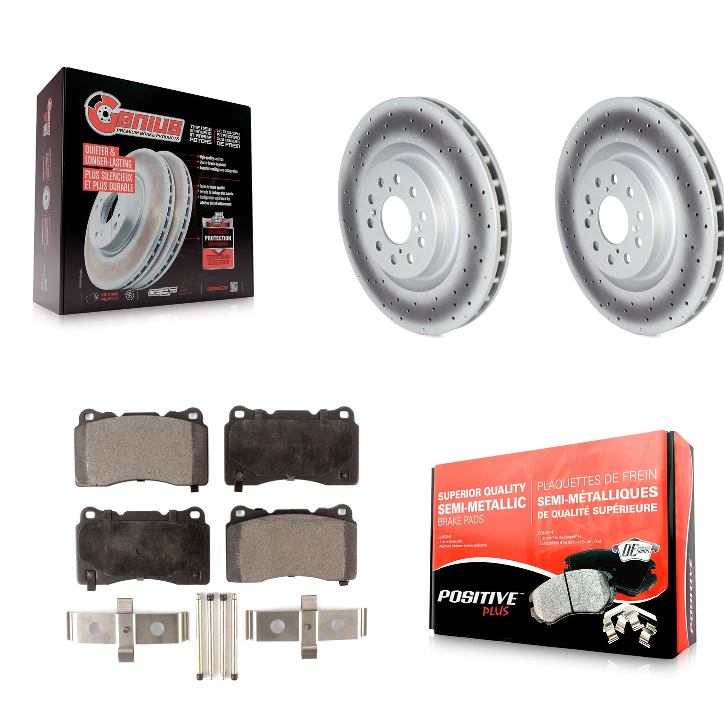 [Avant] Kit de disque (revêtu) et plaquette (semi-métallique) de frein pour 2017-2019 Honda Civic Type R KGF-102558