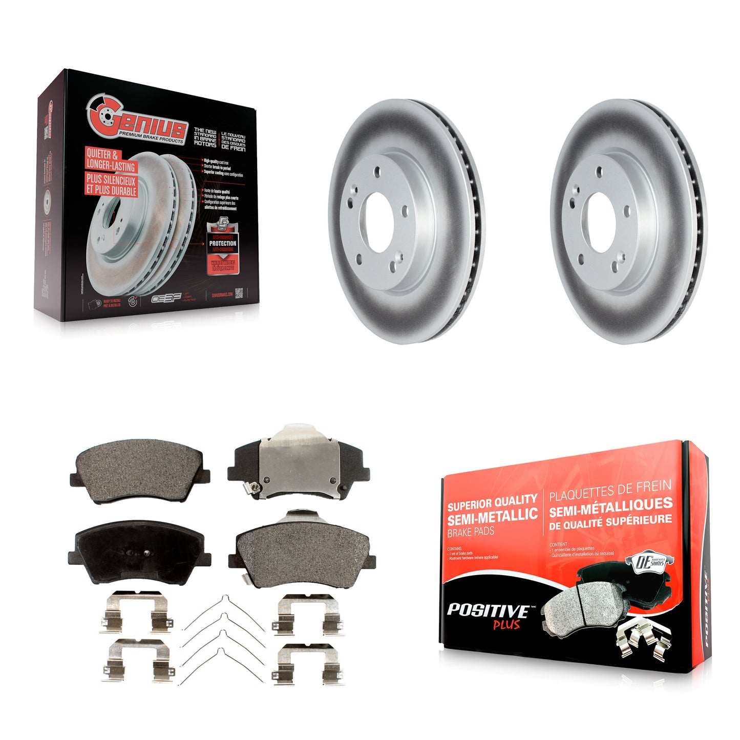 [Avant] Kit de disque (revêtu) et plaquette (semi-métallique) de frein pour Kia Niro Hyundai Ioniq KGF-102562