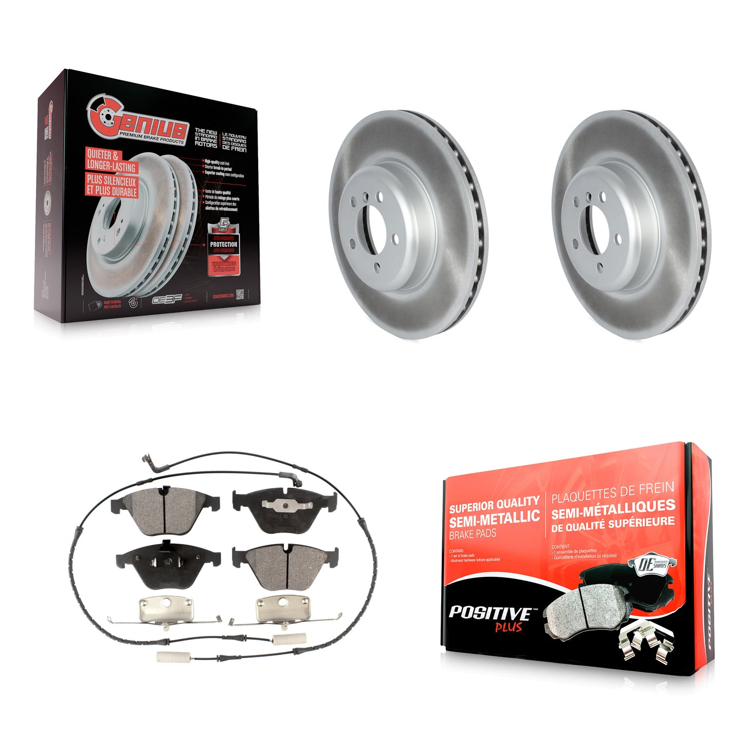 [Avant] Kit de disque (revêtu) et plaquette (semi-métallique) de frein pour 2012 BMW 335i Convertible Coupe avec Blue Painted Calipers KGF-102564