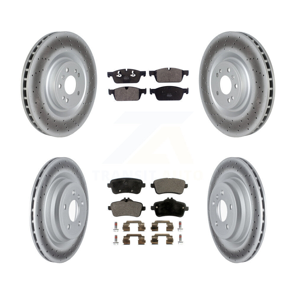 [Avant + Arrière] Kit de disque (revêtu) et plaquette (semi-métallique) de frein pour 2017-2018 Mercedes-Benz GLE550e avec AMG Package KGF-102584