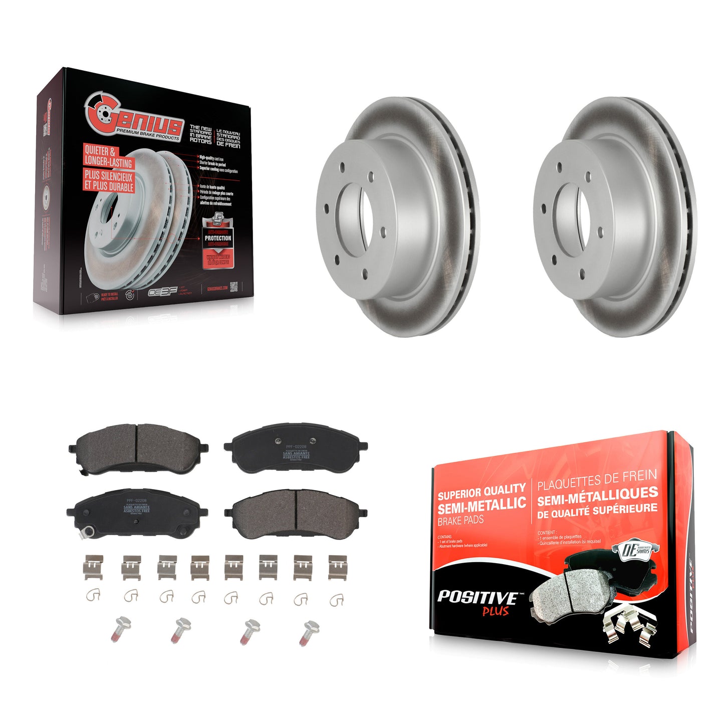 [Arrière] Kit de disque (revêtu) et plaquette (semi-métallique) de frein pour 2019-2022 Ford Ranger KGF-102645