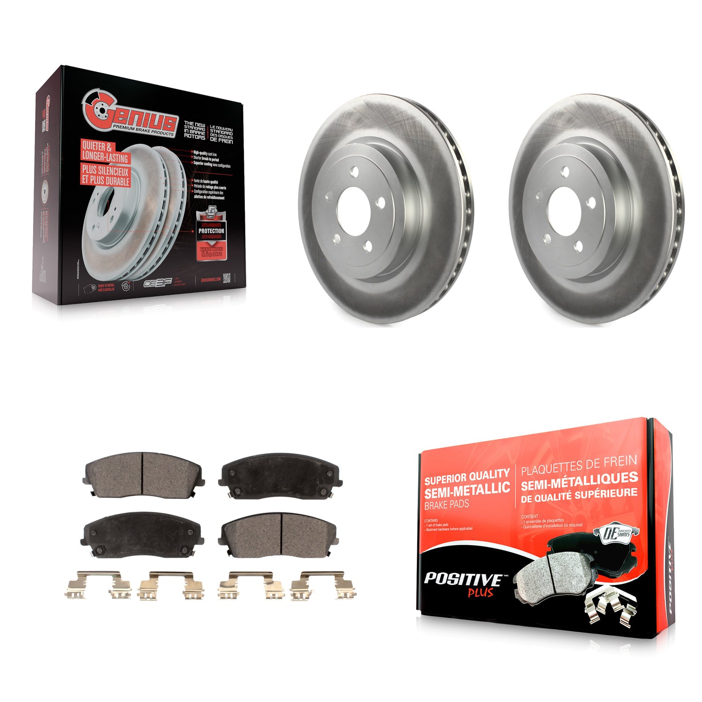 [Avant] Kit de disque (revêtu) et plaquette (semi-métallique) de frein pour 2015-2018 Dodge Charger RWD avec 3.6L avec 345mm Diameter Rotor KGF-102694