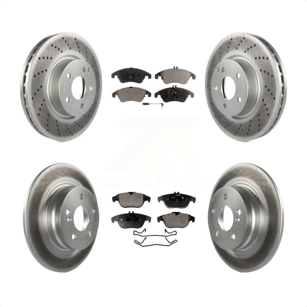 [Avant + Arrière] Kit de disque (revêtu) et plaquette (semi-métallique) de frein pour 2011-2012 Mercedes-Benz C300 avec 322mm Diameter Rotor KGF-102702 par Transit Auto
