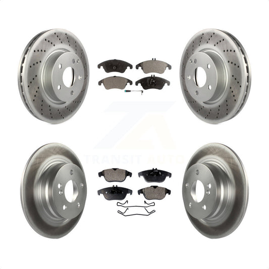 [Avant + Arrière] Kit de disque (revêtu) et plaquette (semi-métallique) de frein pour 2011-2012 Mercedes-Benz C300 avec 322mm Diameter Rotor KGF-102702 par Transit Auto