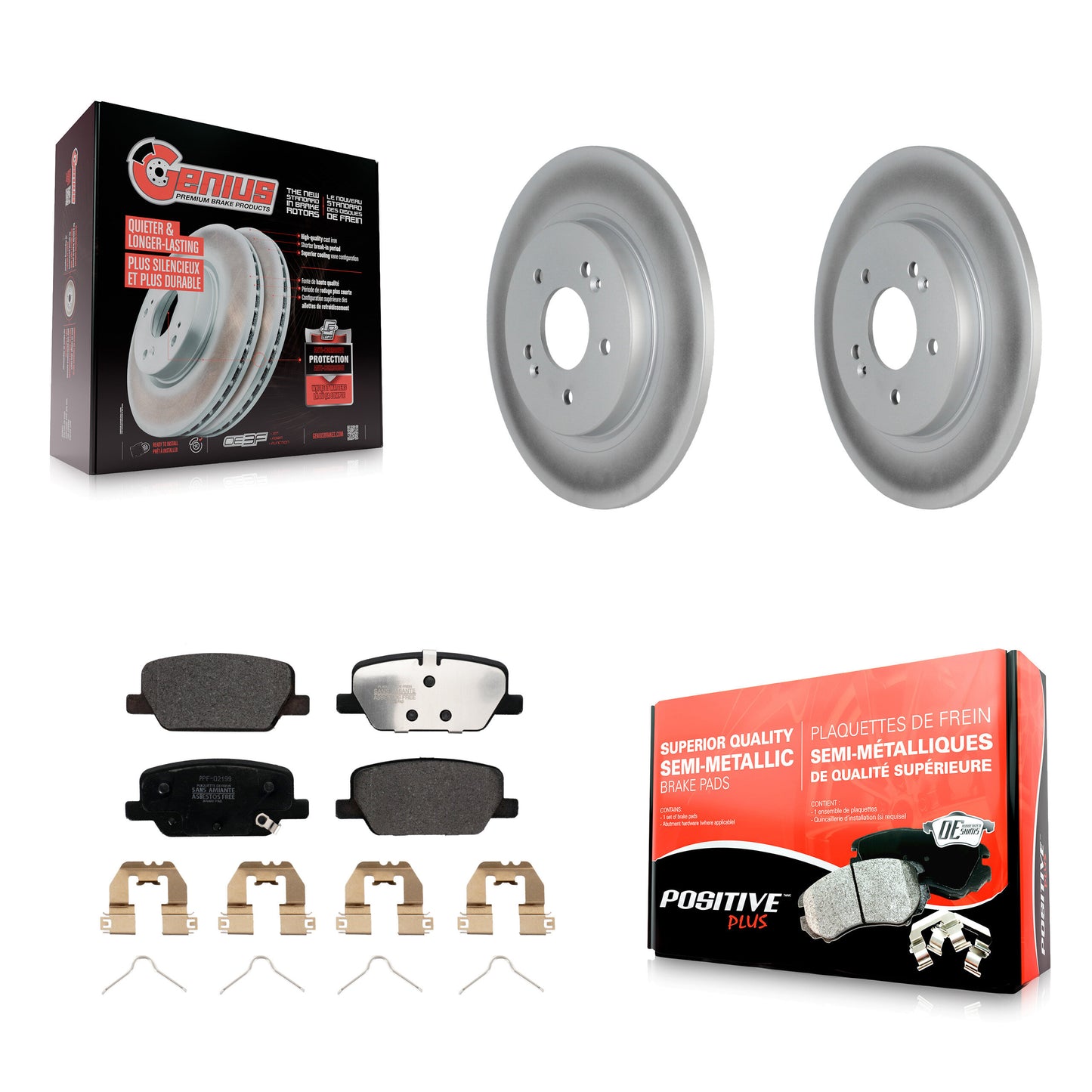 [Arrière] Kit de disque (revêtu) et plaquette (semi-métallique) de frein pour Hyundai Santa Fe Kia Telluride Palisade KGF-102712