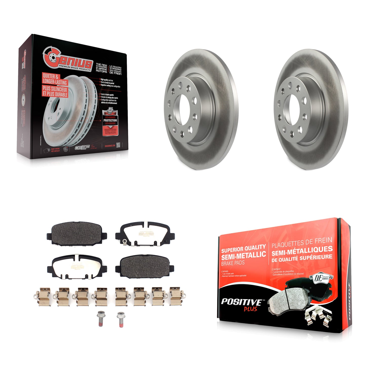 [Arrière] Kit de disque (revêtu) et plaquette (semi-métallique) de frein pour Jeep Compass KGF-102713