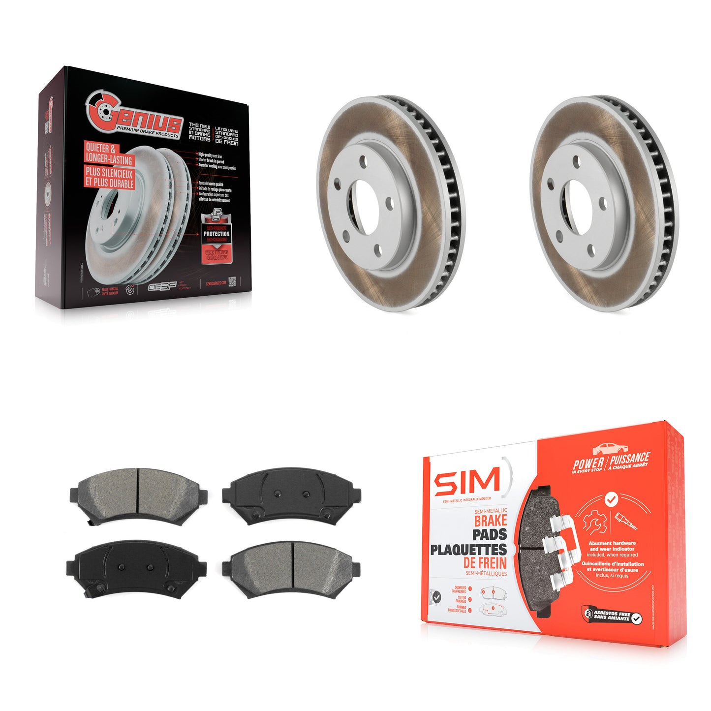 [Avant] Kit de disque (revêtu) et plaquette (semi-métallique) de frein pour Buick LeSabre Century Pontiac Grand Prix Chevrolet Venture Regal Oldsmobile Montana Bonneville Intrigue Silhouette Trans KGS-100007