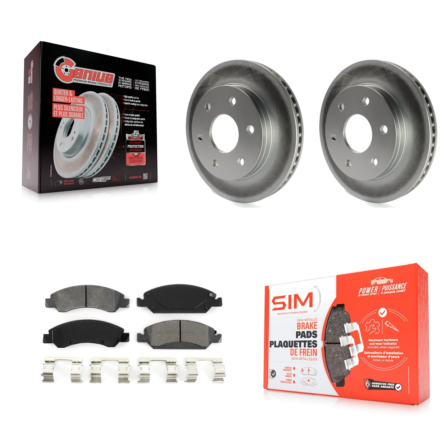 [Avant] Kit de disque (revêtu) et plaquette (semi-métallique) de frein pour 2007 GMC Sierra 1500 rear brakes KGS-100011