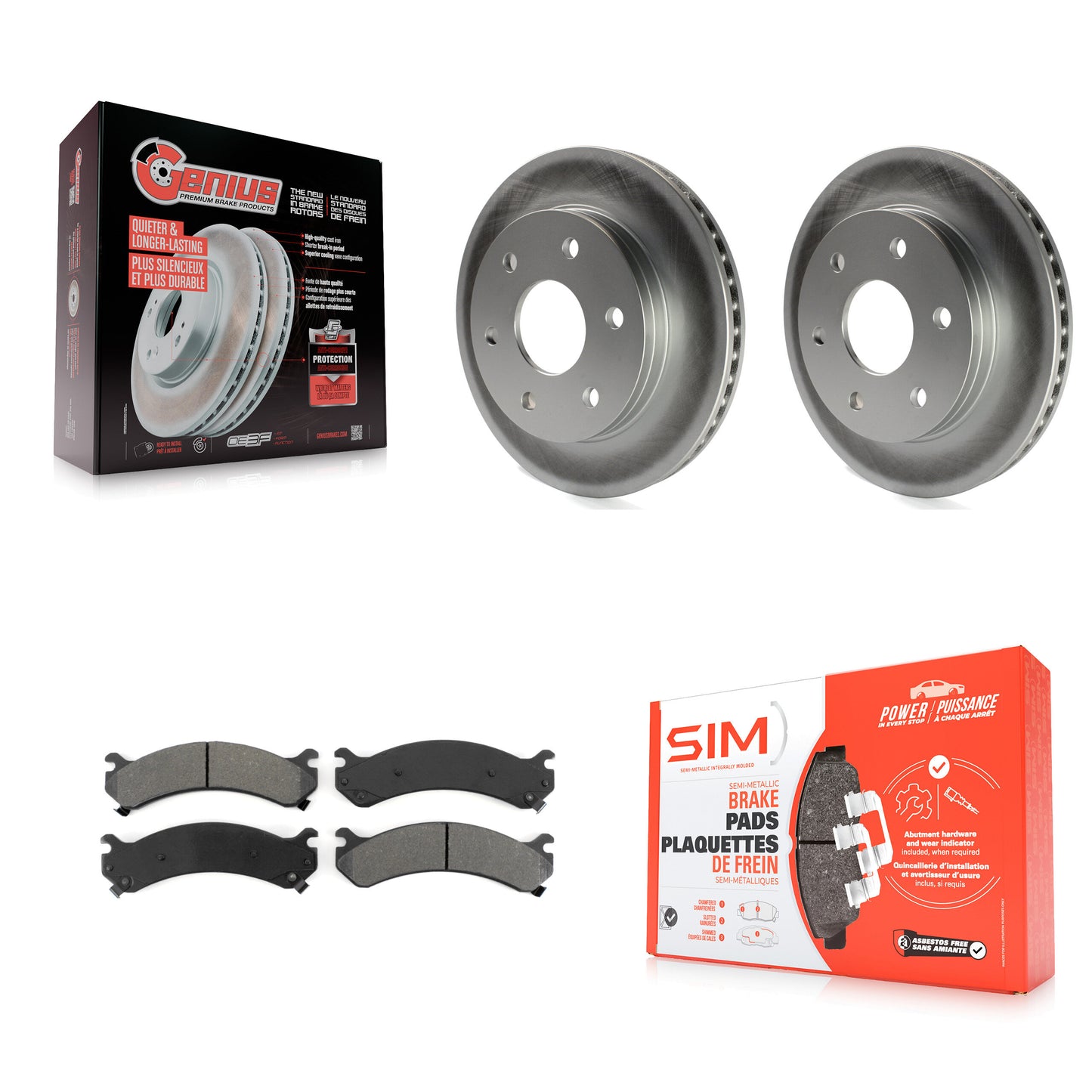 [Avant] Kit de disque (revêtu) et plaquette (semi-métallique) de frein pour 2006 Chevrolet Express 2500 GMC Savana KGS-100012
