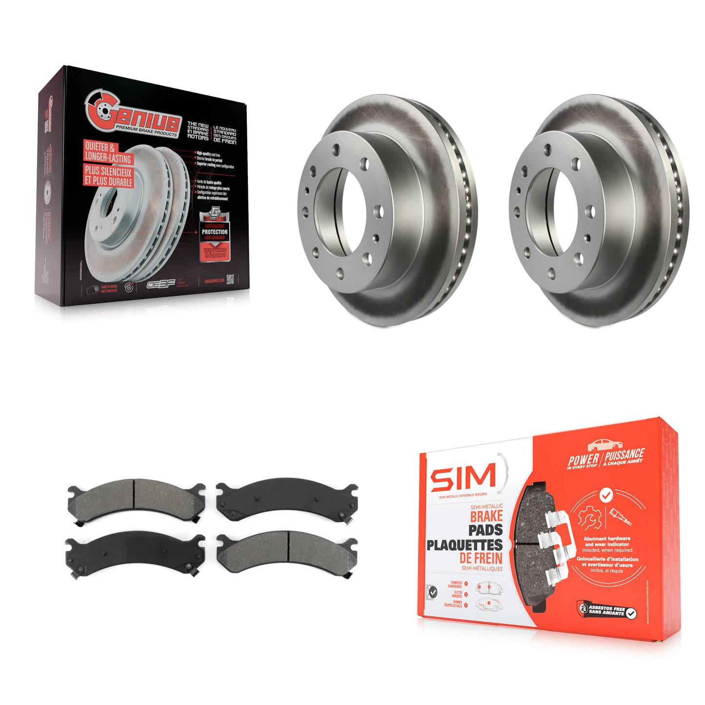 [Avant] Kit de disque (revêtu) et plaquette (semi-métallique) de frein pour Chevrolet Express 3500 GMC Savana Silverado HD Sierra Classic 4500 KGS-100017