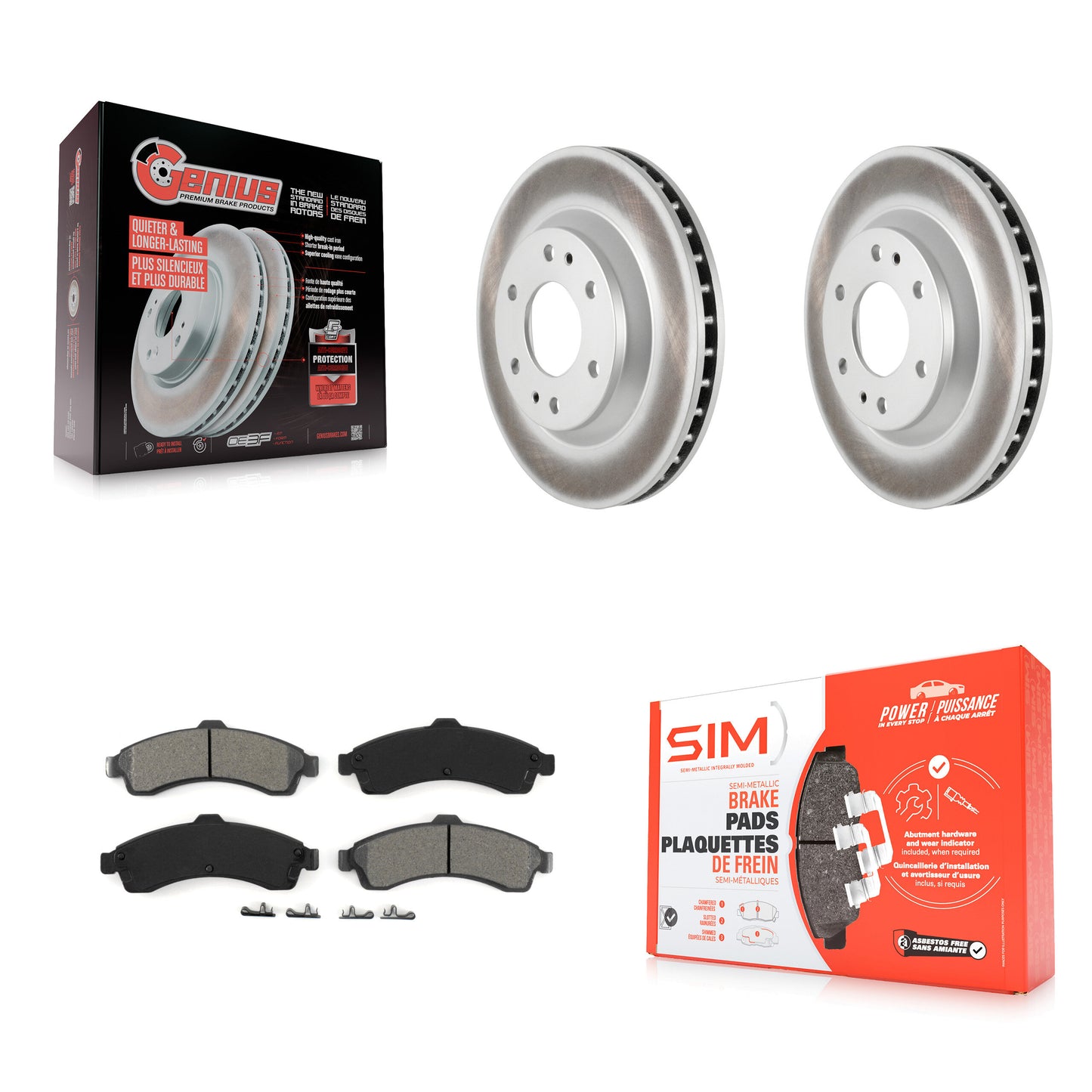 [Avant] Kit de disque (revêtu) et plaquette (semi-métallique) de frein pour Chevrolet Trailblazer GMC Envoy Buick Rainier Oldsmobile Bravada Isuzu Ascender KGS-100018