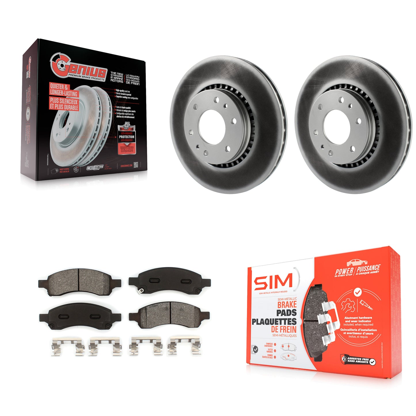 [Avant] Kit de disque (revêtu) et plaquette (semi-métallique) de frein pour Chevrolet Trailblazer GMC Envoy EXT XL Buick Rainier Saab 9-7x Isuzu Ascender KGS-100019