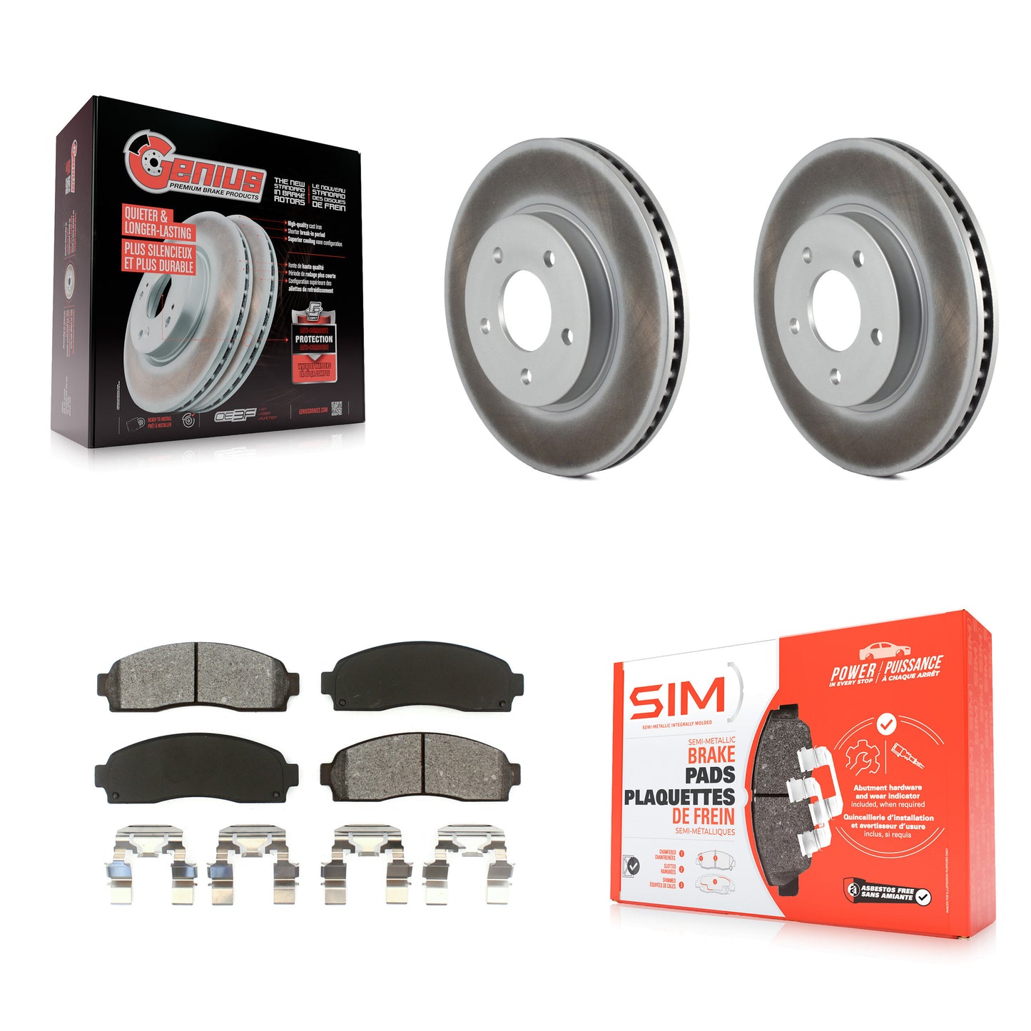 [Avant] Kit de disque (revêtu) et plaquette (semi-métallique) de frein pour Saturn Vue Chevrolet Equinox Pontiac Torrent KGS-100022