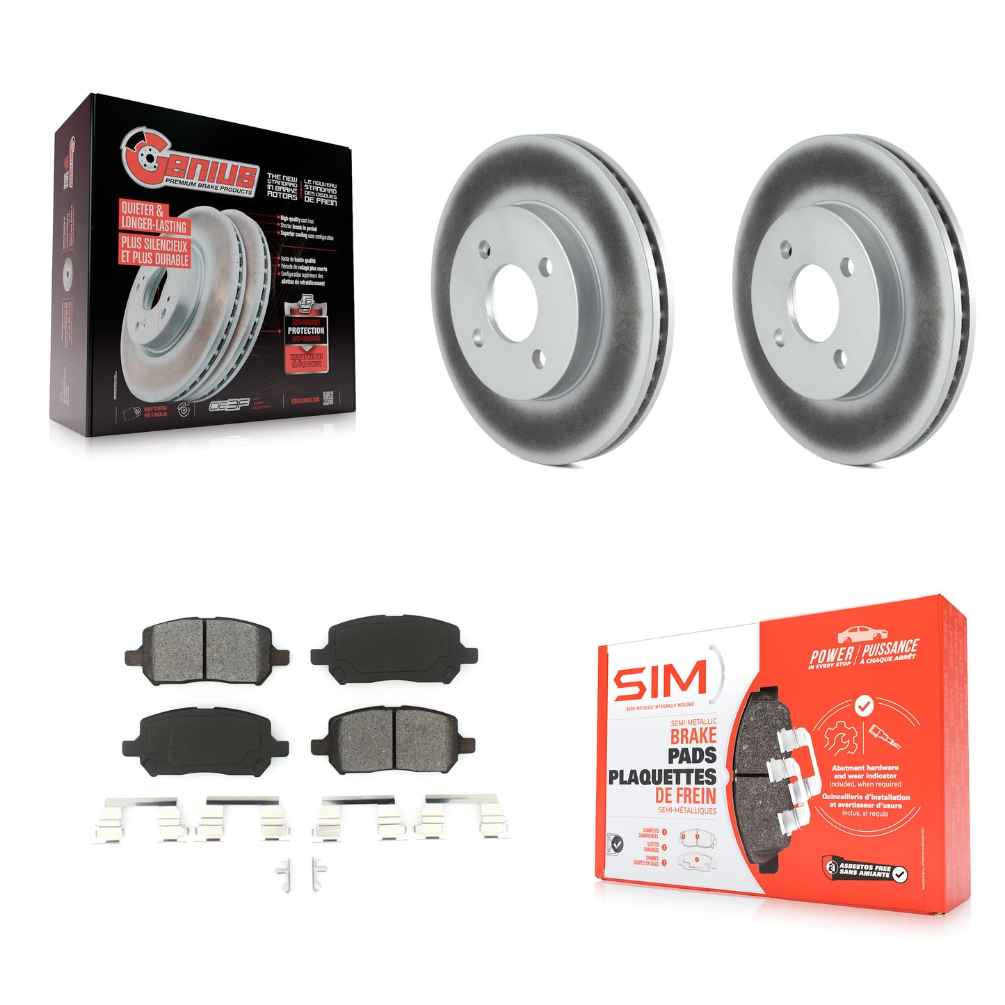 [Avant] Kit de disque (revêtu) et plaquette (semi-métallique) de frein pour Chevrolet Cobalt Saturn Ion Pontiac G5 Pursuit KGS-100024