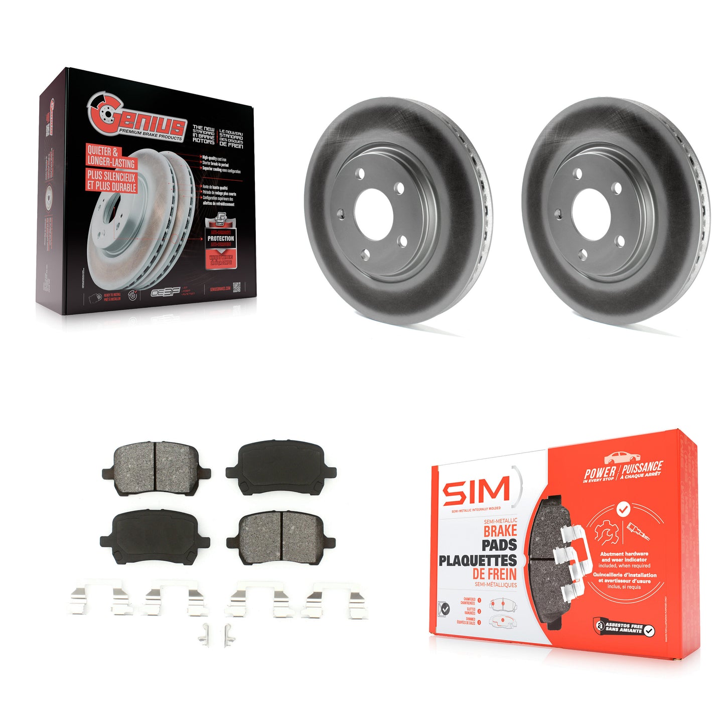 [Avant] Kit de disque (revêtu) et plaquette (semi-métallique) de frein pour Chevrolet Malibu Pontiac G6 Cobalt Saturn Aura G5 KGS-100026