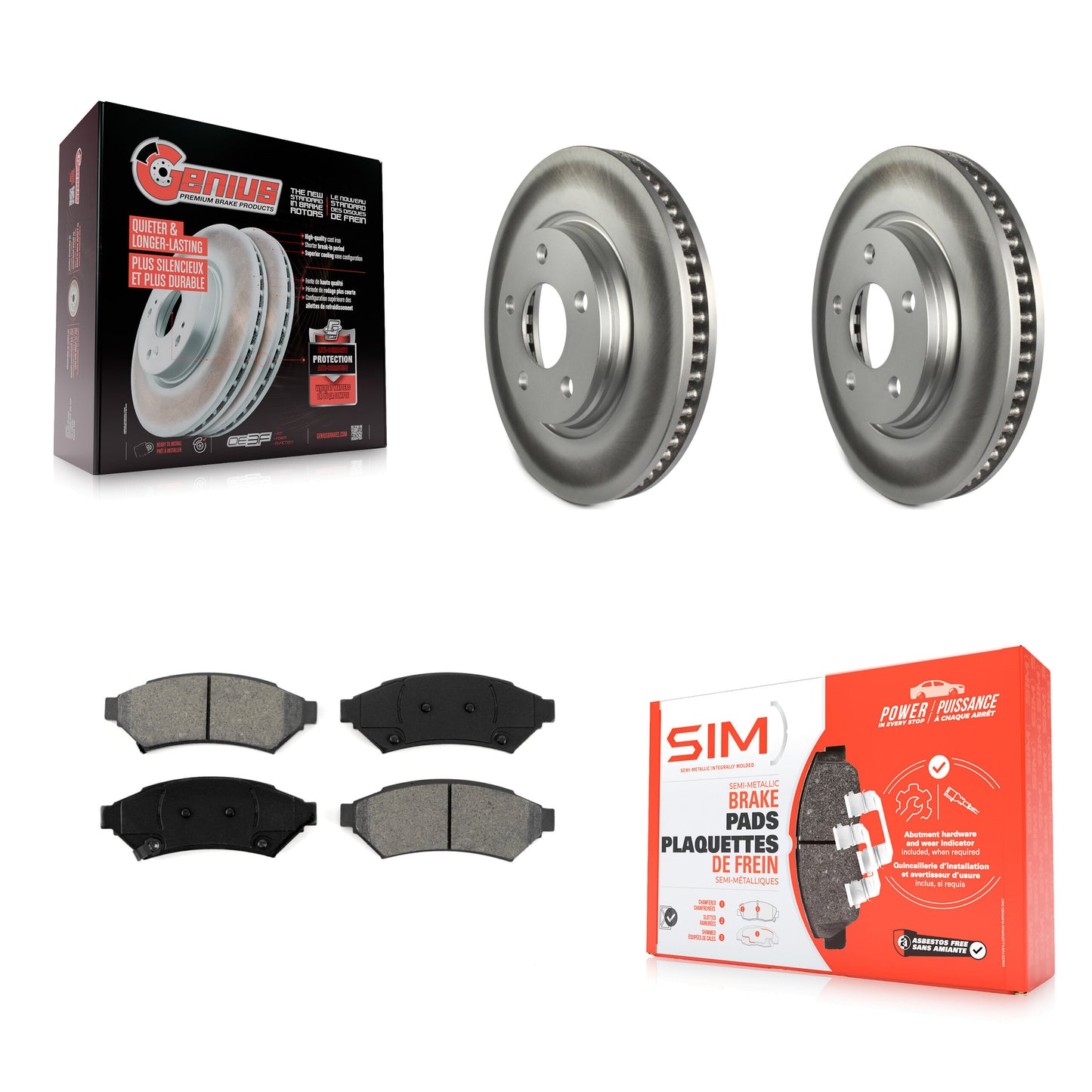 [Avant] Kit de disque (revêtu) et plaquette (semi-métallique) de frein pour Pontiac Grand Prix Buick LaCrosse Chevrolet Uplander Montana Terraza Saturn Relay Allure KGS-100029