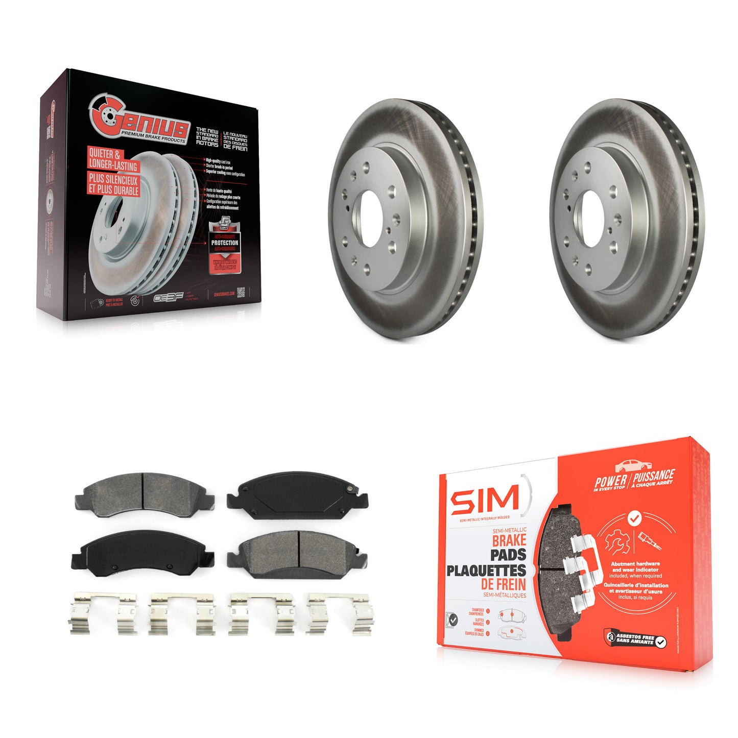 [Avant] Kit de disque (revêtu) et plaquette (semi-métallique) de frein pour Chevrolet Silverado 1500 GMC Sierra Tahoe Cadillac Yukon Suburban Escalade XL Classic XTS Avalanche ESV Express LD EXT Savana KGS-100036