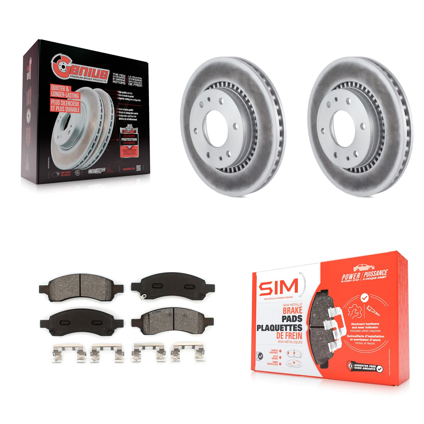 [Avant] Kit de disque (revêtu) et plaquette (semi-métallique) de frein pour Chevrolet Trailblazer GMC Envoy Buick Rainier Isuzu Ascender KGS-100040