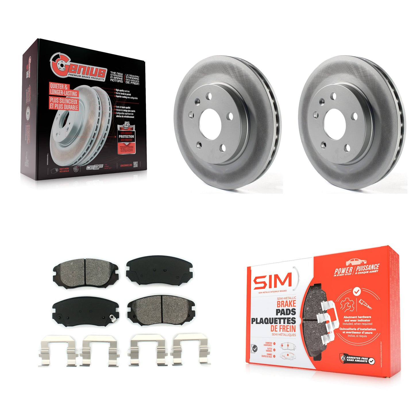 [Avant] Kit de disque (revêtu) et plaquette (semi-métallique) de frein pour Chevrolet Malibu Buick LaCrosse Regal Limited KGS-100057