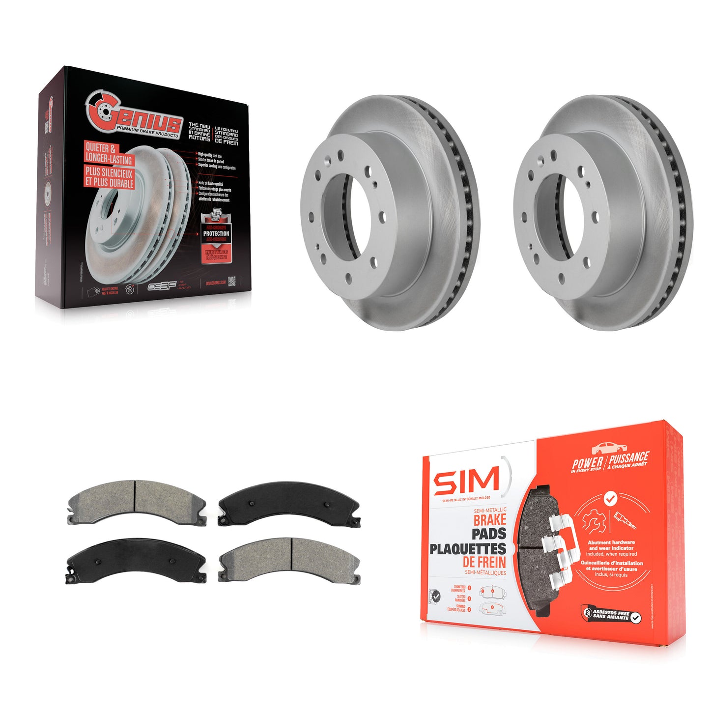 [Avant] Kit de disque (revêtu) et plaquette (semi-métallique) de frein pour Chevrolet Silverado 2500 HD GMC Sierra 3500 Suburban KGS-100059