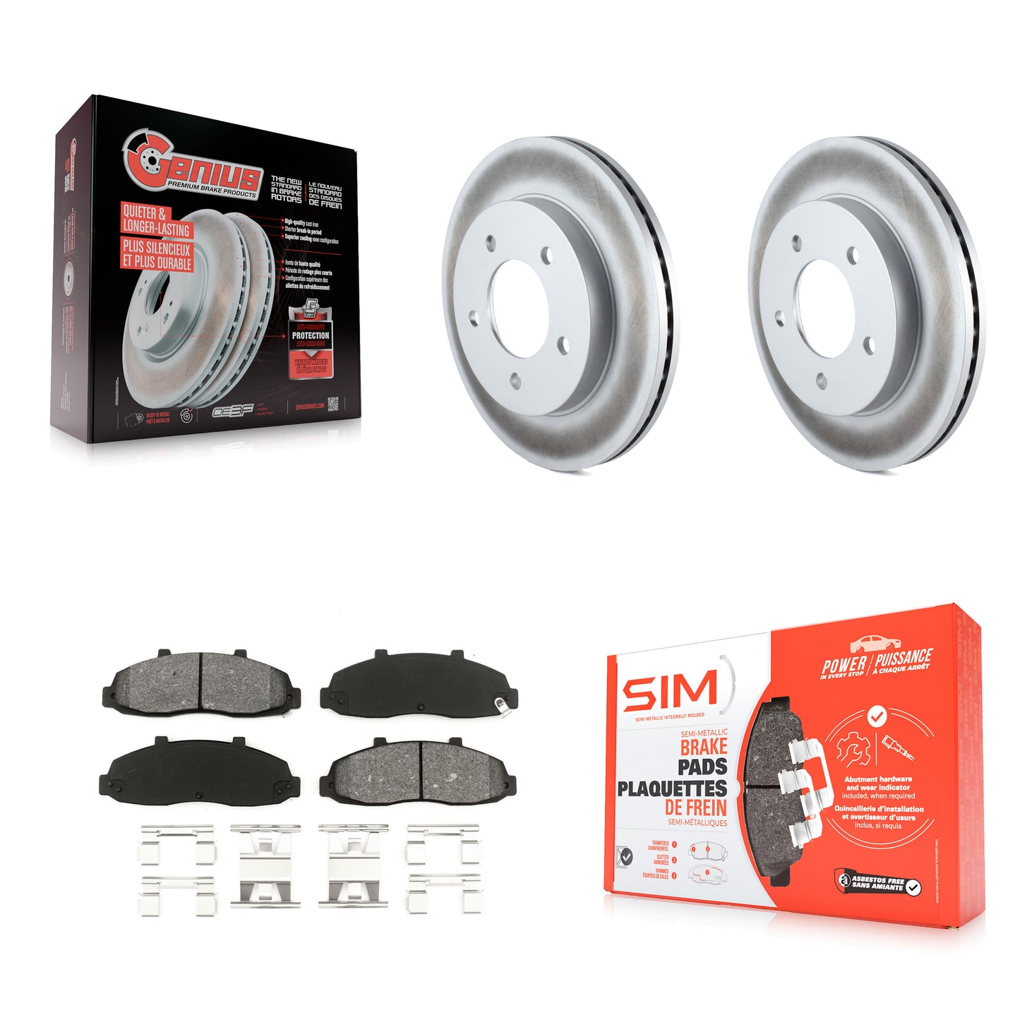 [Avant] Kit de disque (revêtu) et plaquette (semi-métallique) de frein pour Ford F-150 Heritage 4WD KGS-100073