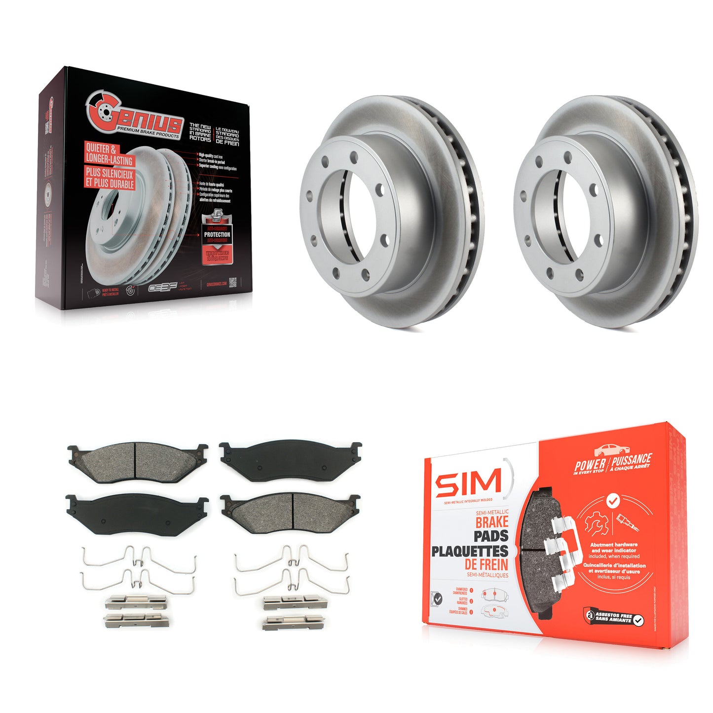 [Avant] Kit de disque (revêtu) et plaquette (semi-métallique) de frein pour Ford F-550 Super Duty F-450 KGS-100079