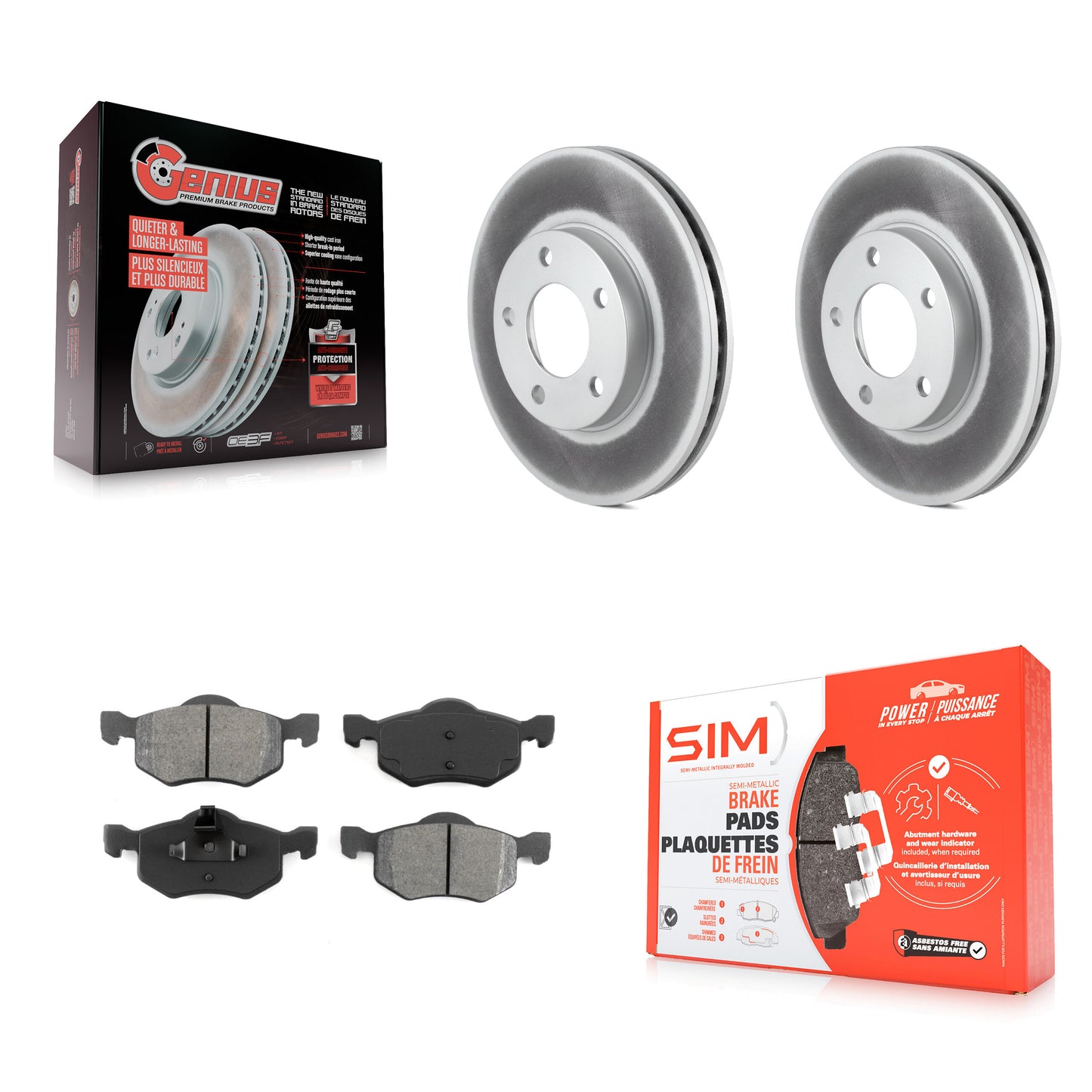 [Avant] Kit de disque (revêtu) et plaquette (semi-métallique) de frein pour Ford Escape Mazda Tribute Mercury Mariner KGS-100082