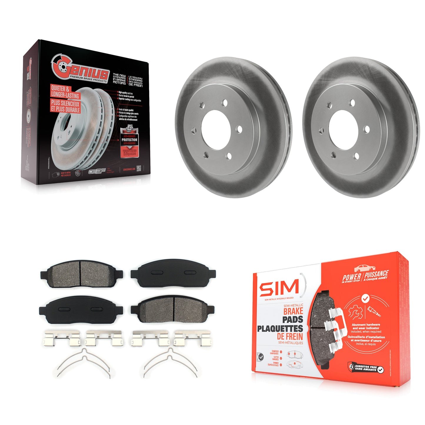 [Avant] Kit de disque (revêtu) et plaquette (semi-métallique) de frein pour Ford F-150 Lincoln Mark LT avec 6 Lug Wheels 4WD KGS-100087