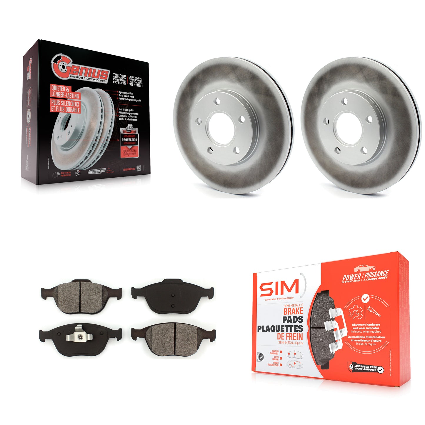 [Avant] Kit de disque (revêtu) et plaquette (semi-métallique) de frein pour 2010-2013 Ford Connect KGS-100116