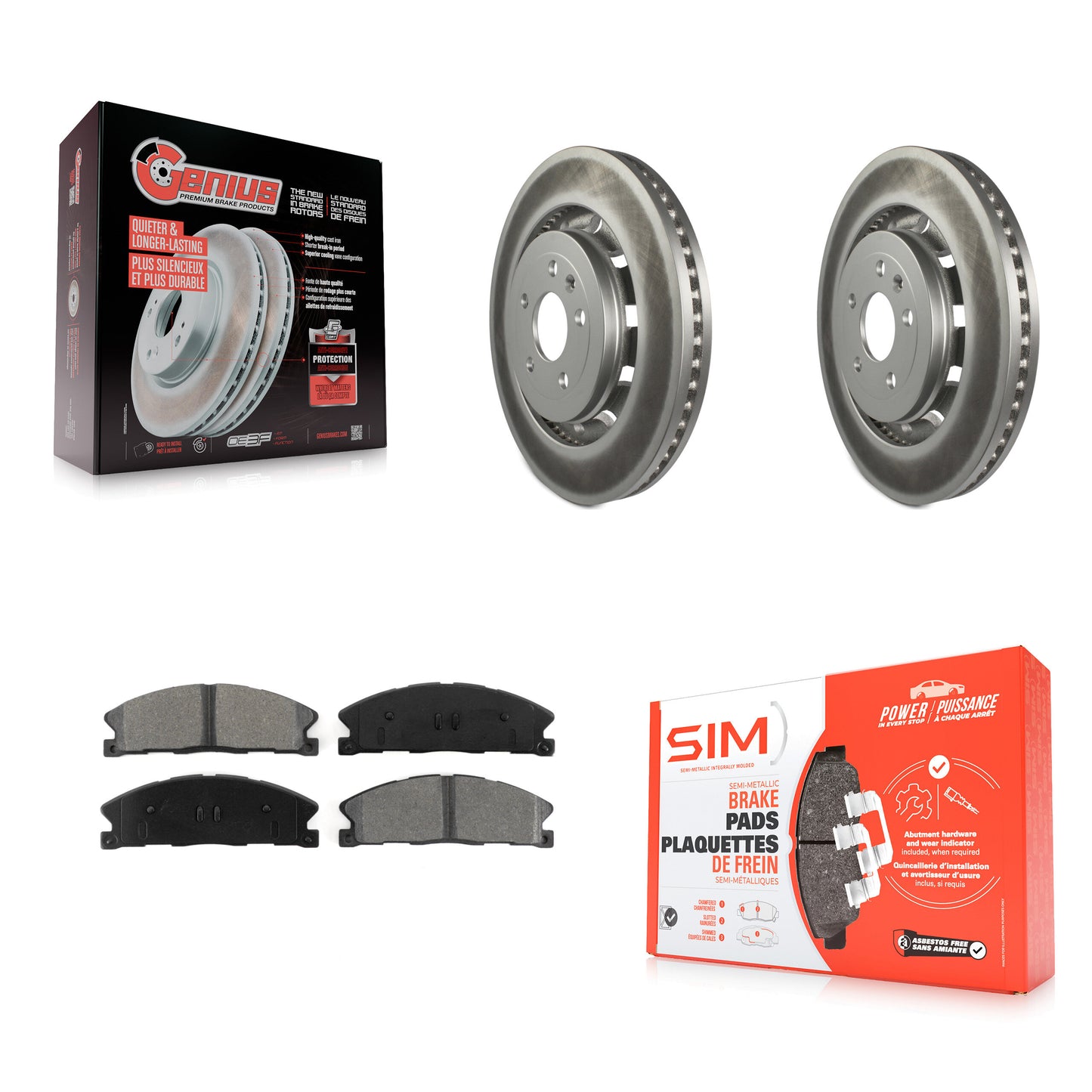 [Avant] Kit de disque (revêtu) et plaquette (semi-métallique) de frein pour Ford Explorer Taurus Flex Police Interceptor Utility Lincoln Sedan MKS MKT Special Service KGS-100121