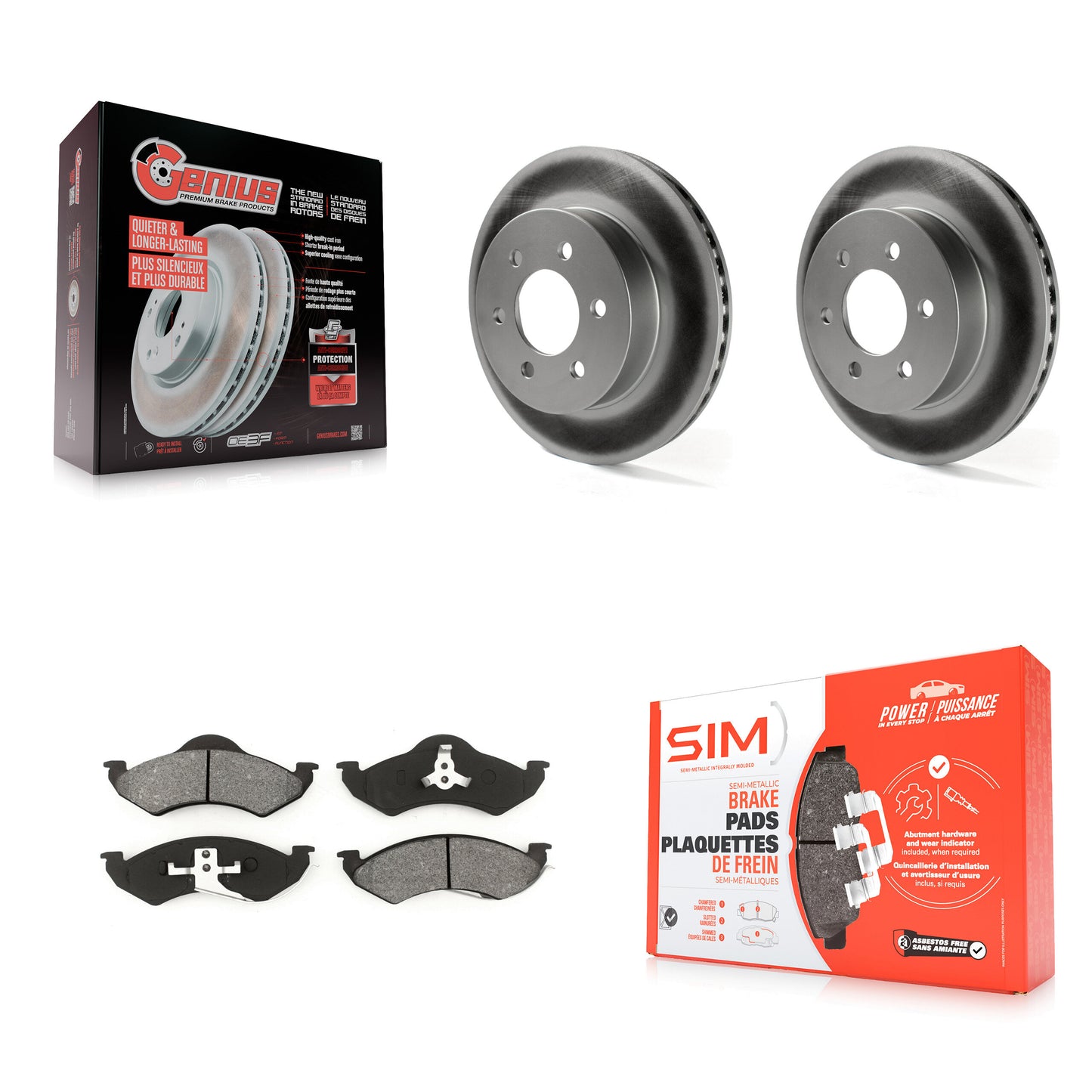 [Avant] Kit de disque (revêtu) et plaquette (semi-métallique) de frein pour Dodge Durango Dakota KGS-100129