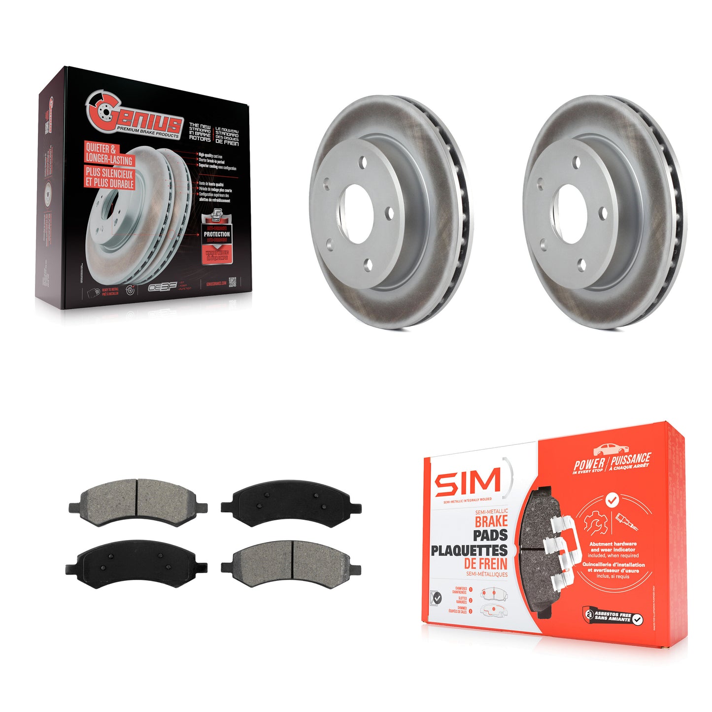 [Avant] Kit de disque (revêtu) et plaquette (semi-métallique) de frein pour Dakota Dodge Mitsubishi Raider Ram KGS-100153
