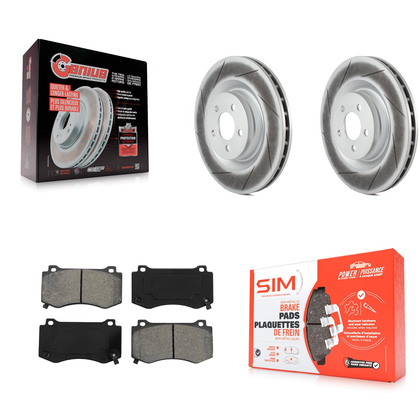 [Avant] Kit de disque (revêtu) et plaquette (semi-métallique) de frein pour Dodge Charger Chrysler 300 Challenger Magnum KGS-100155