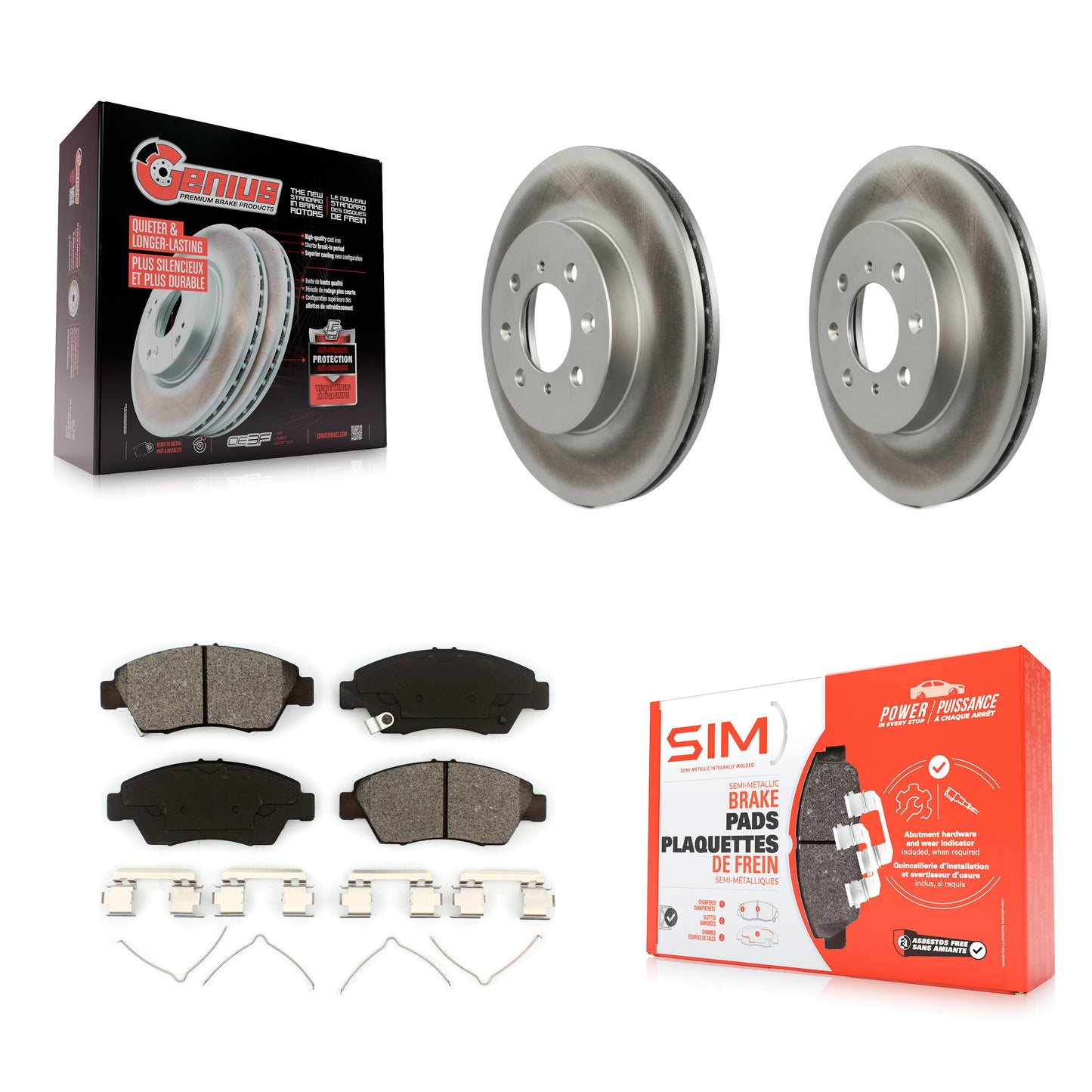 [Avant] Kit de disque (revêtu) et plaquette (semi-métallique) de frein pour Honda Civic Fit del Sol KGS-100179