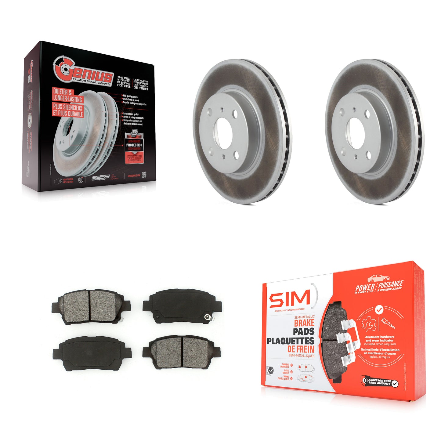 [Avant] Kit de disque (revêtu) et plaquette (semi-métallique) de frein pour 2001-2003 Toyota Prius KGS-100192