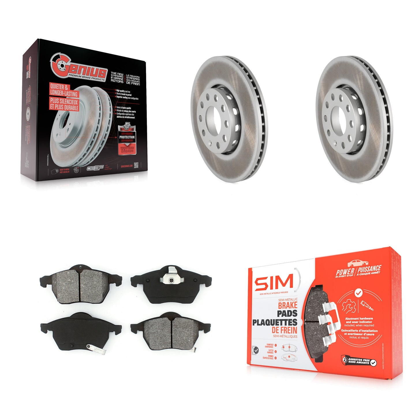 [Avant] Kit de disque (revêtu) et plaquette (semi-métallique) de frein pour Volkswagen Passat Audi A4 KGS-100194