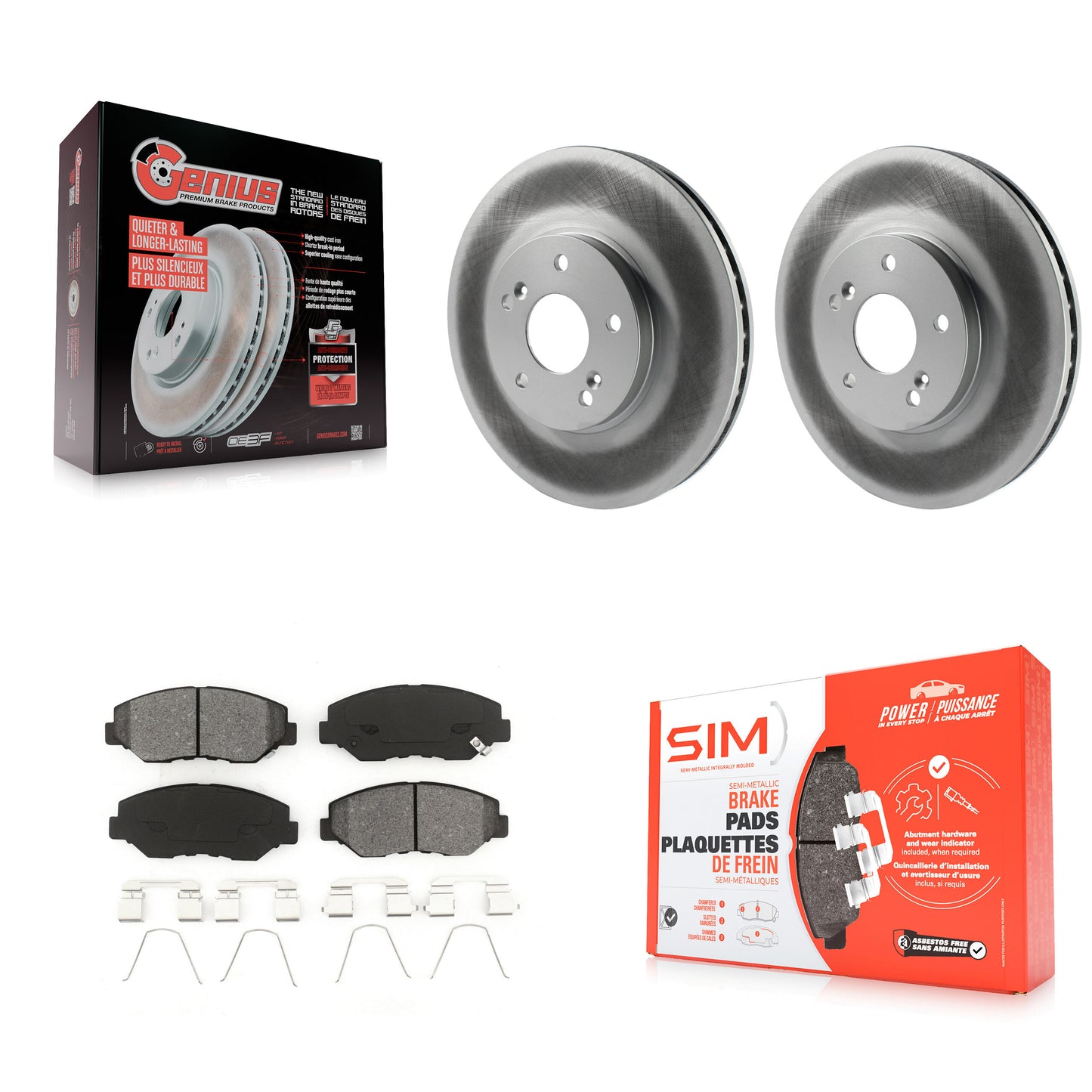 [Avant] Kit de disque (revêtu) et plaquette (semi-métallique) de frein pour Honda Pilot Accord KGS-100221