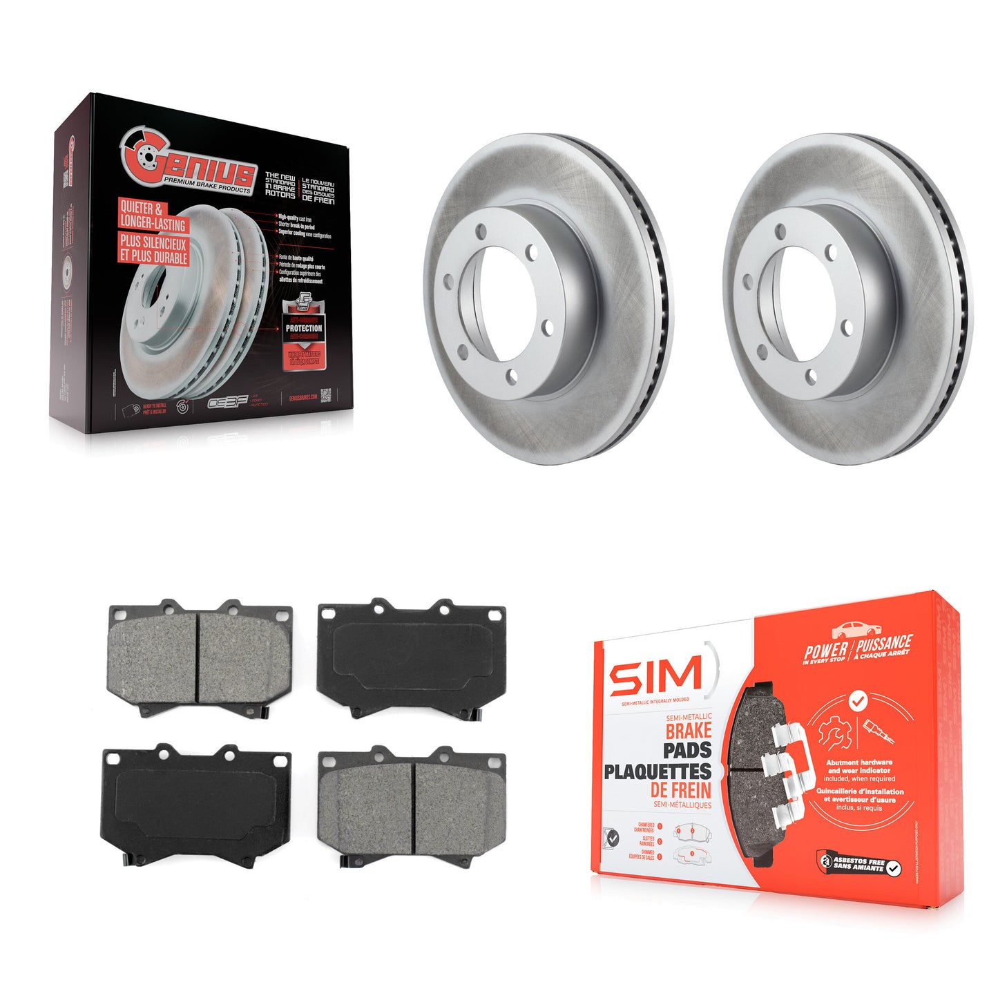 [Avant] Kit de disque (revêtu) et plaquette (semi-métallique) de frein pour Toyota Tundra Sequoia 4.7" Plate longueur KGS-100232