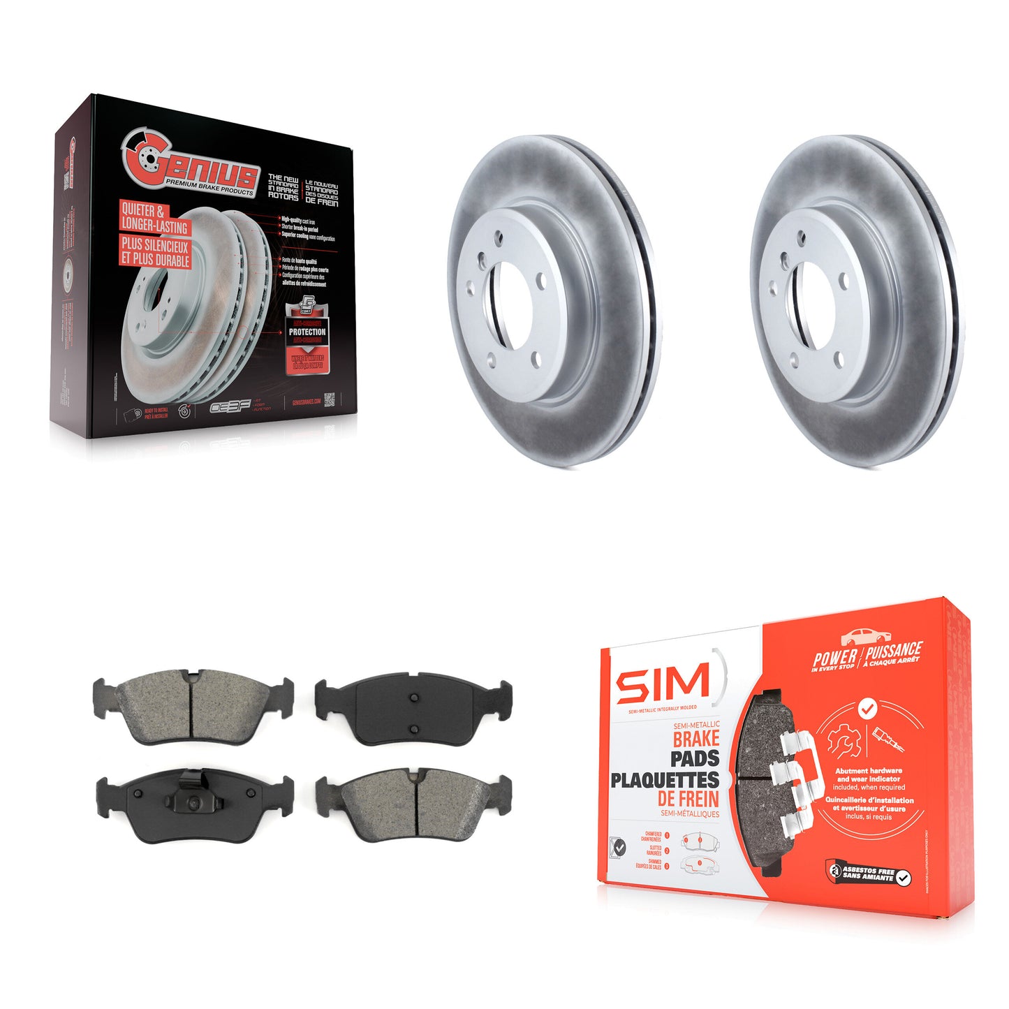 [Avant] Kit de disque (revêtu) et plaquette (semi-métallique) de frein pour BMW 325i 325Ci Z4 325xi Z3 323i 328i 323Ci 328Ci 320i KGS-100240