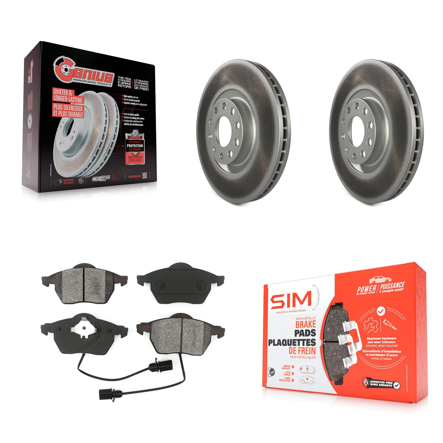 [Avant] Kit de disque (revêtu) et plaquette (semi-métallique) de frein pour Audi A6 Quattro S4 KGS-100242