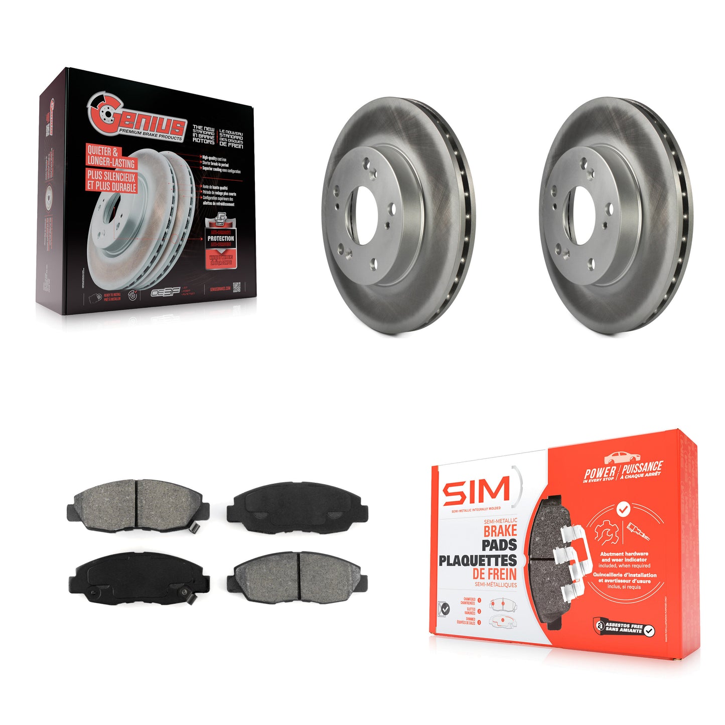 [Avant] Kit de disque (revêtu) et plaquette (semi-métallique) de frein pour Honda Civic KGS-100255